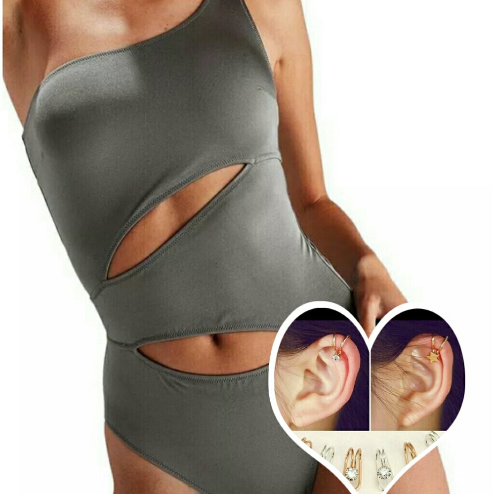 🔥💥😎HOT!! Cut out monokini ear cuff combo